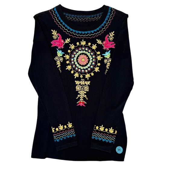 Double D Ranch Womens Black Embroidered Beaded Top Size Small Pullover - Picture 1 of 13